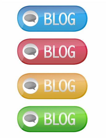 simsearch:400-04106245,k - Blog buttons isolated over a white background Stock Photo - Budget Royalty-Free & Subscription, Code: 400-04781742