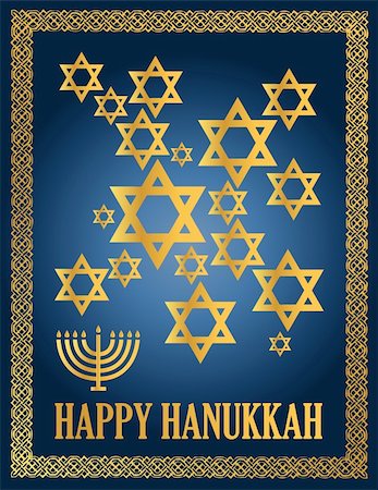 Detail illustration of a blue and gold happy hanukkah card Stock Photo - Budget Royalty-Free & Subscription, Code: 400-04781760