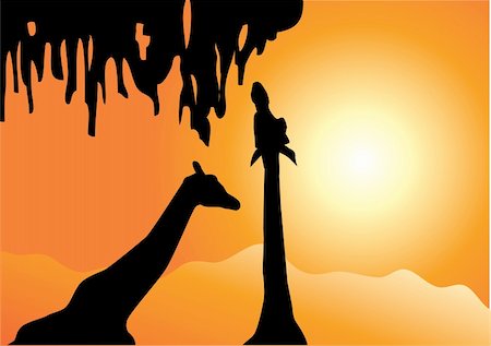 simsearch:400-05190366,k - vector illustration of giraffes at sunset or sunrise Stock Photo - Budget Royalty-Free & Subscription, Code: 400-04781854