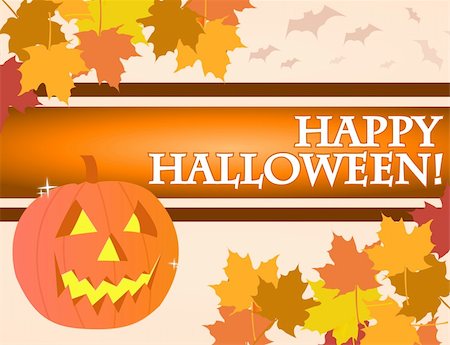simsearch:400-09081867,k - Halloween pumpkin over an yellow and orange background with vampires. Fotografie stock - Microstock e Abbonamento, Codice: 400-04781887
