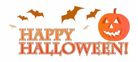 simsearch:400-04228432,k - Happy halloween pumpkin over a white background with vampires. / Happy halloween! Foto de stock - Royalty-Free Super Valor e Assinatura, Número: 400-04781920