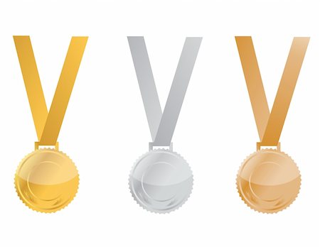 Three Medals of Achievement, gold, silver and bronze. inside area of medal can be personalized Stock Photo - Budget Royalty-Free & Subscription, Code: 400-04781941