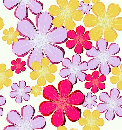 simsearch:400-04705482,k - Seamless background with colorful flowers. Vector illustration Foto de stock - Royalty-Free Super Valor e Assinatura, Número: 400-04782371