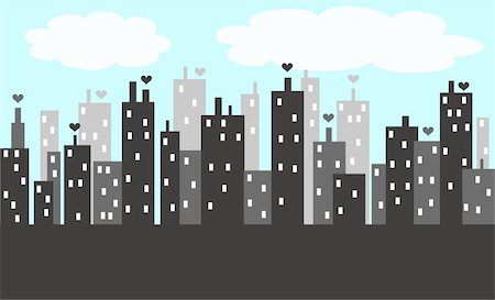 illustration of a friendly city skyline Stock Photo - Budget Royalty-Free & Subscription, Code: 400-04782756