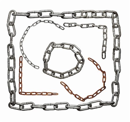 simsearch:400-07313742,k - collection of metal chain parts on white background. each one is in full cameras resolution Fotografie stock - Microstock e Abbonamento, Codice: 400-04782787