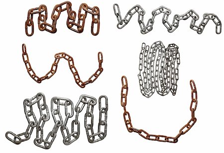 simsearch:400-07313742,k - collection of metal chain parts on white background. each one is in full cameras resolution Fotografie stock - Microstock e Abbonamento, Codice: 400-04782788