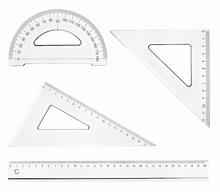 simsearch:400-05294430,k - collection of plastic transparent rulers on white background. each one is in full cameras resolution Stock Photo - Budget Royalty-Free & Subscription, Code: 400-04782808