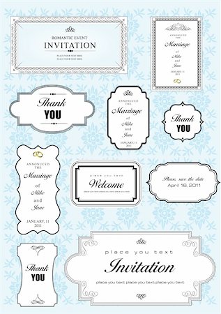 Set of ornate vector frames and ornaments with sample text. Perfect as invitation or announcement. All pieces are separate. Easy to change colors and edit. Stock Photo - Budget Royalty-Free & Subscription, Code: 400-04782822