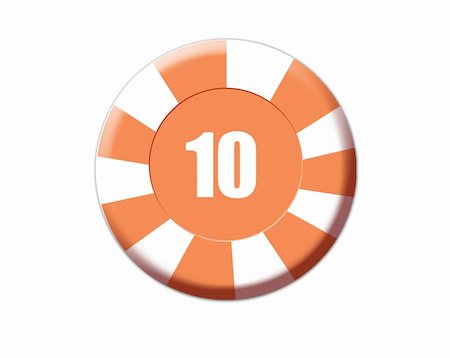 simsearch:400-04672615,k - Orange roulette chip isolated on white, vector illustration Stock Photo - Budget Royalty-Free & Subscription, Code: 400-04783062