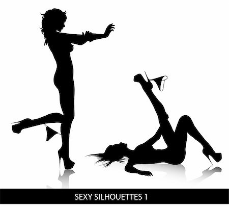simsearch:400-04263377,k - Sexy female silhouettes isolated on white background. Fotografie stock - Microstock e Abbonamento, Codice: 400-04783118