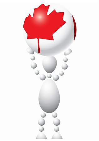 Man with ball as Canada flag. Abstract 3d-human series from balls. Variant of white isolated on white background. A fully editable vector illustration for your design. Stock Photo - Budget Royalty-Free & Subscription, Code: 400-04783124