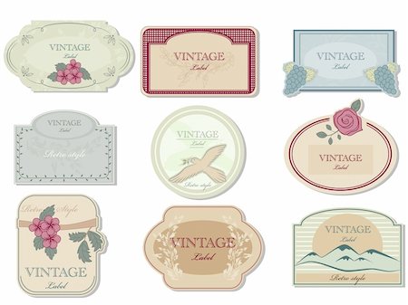 decorative flowers and birds for greetings card - Vector vinage label set Stock Photo - Budget Royalty-Free & Subscription, Code: 400-04783386