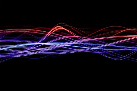stockarch (artist) - Red, blue and purple waveforms of light on a black background Foto de stock - Royalty-Free Super Valor e Assinatura, Número: 400-04783444