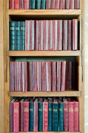 a shelf stacked with leather bound prayer books Stock Photo - Budget Royalty-Free & Subscription, Code: 400-04783445