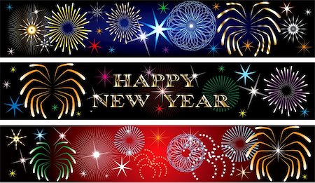 Vector Illustration for the New Year or independence day. Banners Background. Set of 3. New Year Firework Banners2 Stock Photo - Budget Royalty-Free & Subscription, Code: 400-04783453