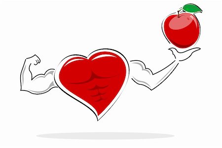 simsearch:400-04744945,k - illustration of healthy heart holding apple on white background Foto de stock - Super Valor sin royalties y Suscripción, Código: 400-04783524