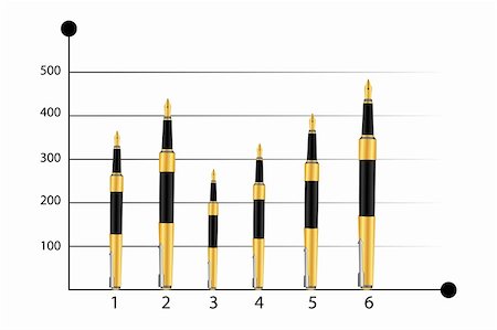 simsearch:400-06202045,k - illustration of business graph with pens on white background Foto de stock - Super Valor sin royalties y Suscripción, Código: 400-04783549