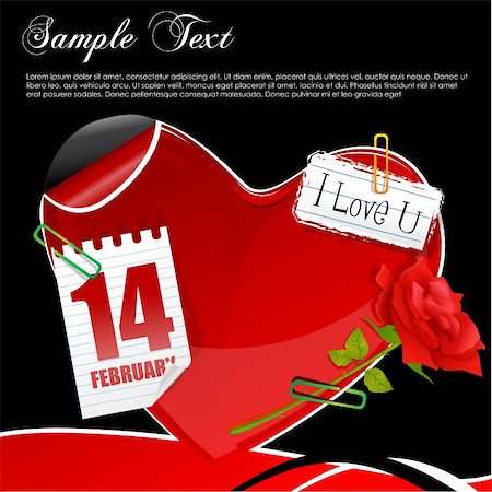 simsearch:400-04668680,k - illustration of valentine card with rose and calender Stockbilder - Microstock & Abonnement, Bildnummer: 400-04783586