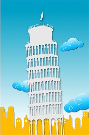 simsearch:400-07169256,k - illustration of tower of pisa Stock Photo - Budget Royalty-Free & Subscription, Code: 400-04783580