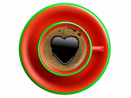 simsearch:400-05382322,k - vector conceptual illustration of coffee mug and heart shaped foam Stockbilder - Microstock & Abonnement, Bildnummer: 400-04783829