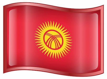 Kyrgyzstan Flag icon, isolated on white background. Stock Photo - Budget Royalty-Free & Subscription, Code: 400-04794124