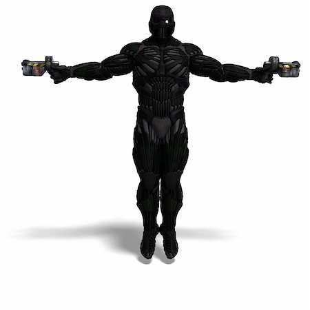 retriever silhouette - science fiction male character in futuristic suit. 3D rendering with clipping path and shadow over white Stock Photo - Budget Royalty-Free & Subscription, Code: 400-04794128