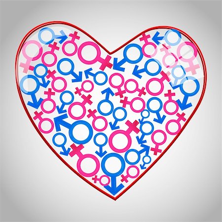simsearch:400-07265416,k - illustration of heart with male female icons on white background Stock Photo - Budget Royalty-Free & Subscription, Code: 400-04794486