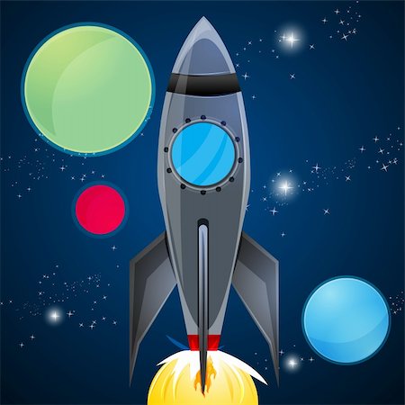 spaceships - illustration of rocket launcher in sky on abstract background Stock Photo - Budget Royalty-Free & Subscription, Code: 400-04794501
