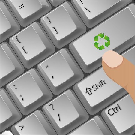 recycling computers - illustration of recycle button in key board Stock Photo - Budget Royalty-Free & Subscription, Code: 400-04794574