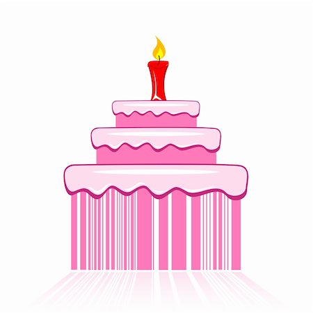 illustration of birthday cake with barcode on white background Photographie de stock - Aubaine LD & Abonnement, Code: 400-04794604