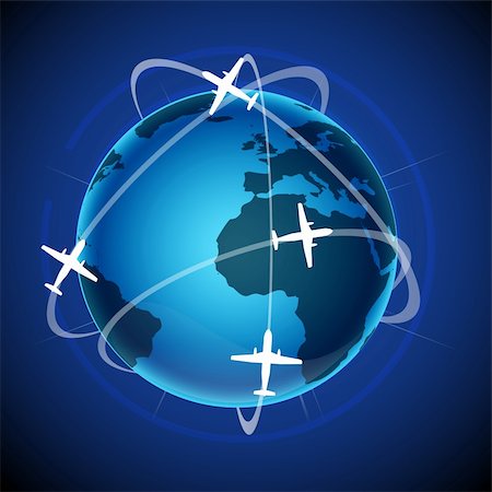 illustration of world tour with globe and plane on abstract background Stock Photo - Budget Royalty-Free & Subscription, Code: 400-04794613