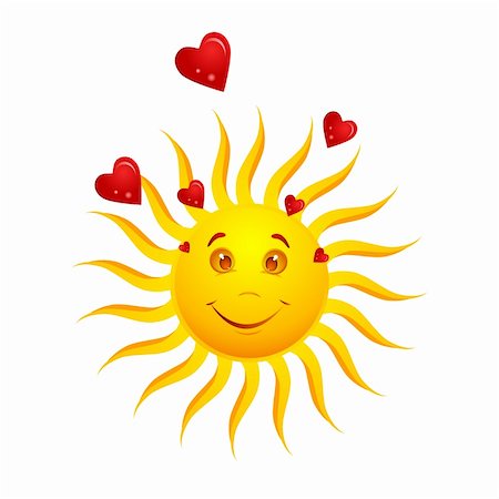 simsearch:400-04859276,k - illustration of happy sun with hearts on white background Foto de stock - Super Valor sin royalties y Suscripción, Código: 400-04794659
