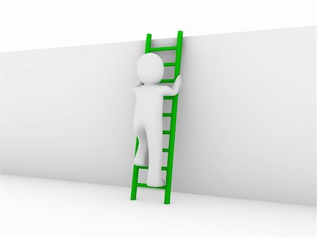 3d human ladder wall success business up green Stock Photo - Budget Royalty-Free & Subscription, Code: 400-04794701
