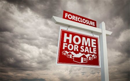 reclaimer - Red Foreclosure Home For Sale Real Estate Sign Over Ominous Cloudy Sky. Stock Photo - Budget Royalty-Free & Subscription, Code: 400-04794780