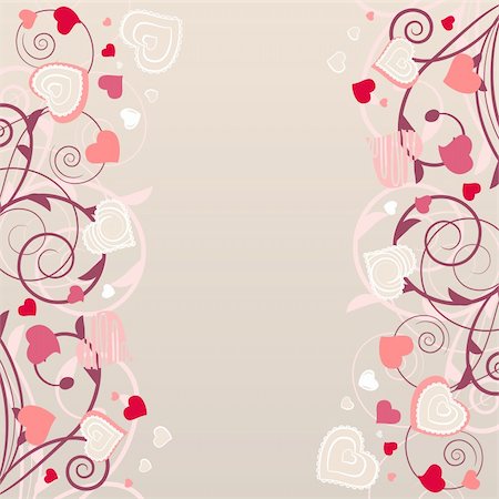 simsearch:400-04798856,k - Beige background with different contour pink hearts Fotografie stock - Microstock e Abbonamento, Codice: 400-04795152
