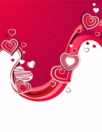 simsearch:400-04798856,k - Red stylized hearts on abstract wavy background Fotografie stock - Microstock e Abbonamento, Codice: 400-04795178