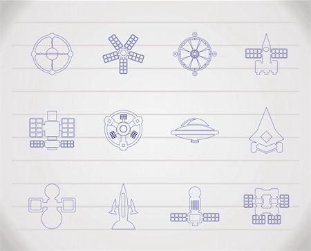 simsearch:400-04944412,k - different kinds of future spacecraft icons - vector icon set Stock Photo - Budget Royalty-Free & Subscription, Code: 400-04795204