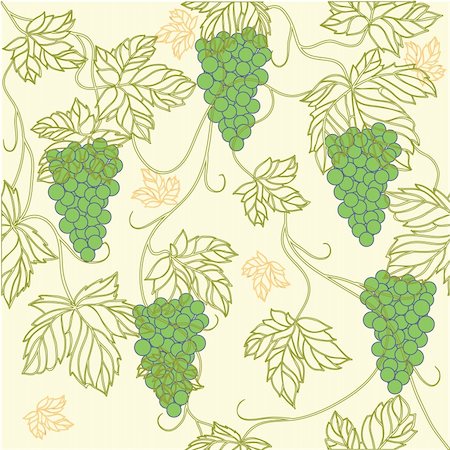 simsearch:400-04800290,k - Seamless Wallpaper with floral ornament with leafs and grapes for vintage design, Vector retro background Photographie de stock - Aubaine LD & Abonnement, Code: 400-04795221