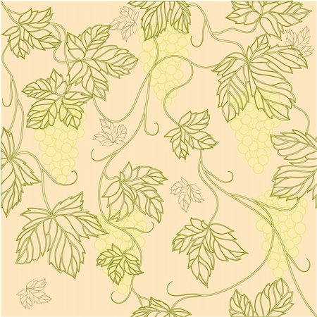 simsearch:400-04800290,k - Seamless Wallpaper with floral ornament with leafs and grapes for vintage design, Vector retro background Photographie de stock - Aubaine LD & Abonnement, Code: 400-04795222
