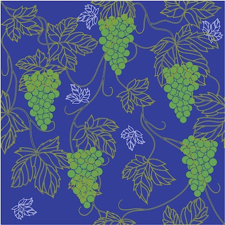 simsearch:400-04814440,k - Seamless Wallpaper with floral ornament with leafs and grapes for vintage design, Vector retro background Photographie de stock - Aubaine LD & Abonnement, Code: 400-04795234