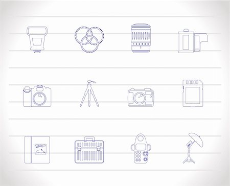 simsearch:400-04346908,k - Photography equipment icons - vector icon set Stock Photo - Budget Royalty-Free & Subscription, Code: 400-04795251