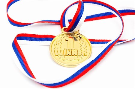 school awards - Golden medal and ribbon isolated on white background Stock Photo - Budget Royalty-Free & Subscription, Code: 400-04795309