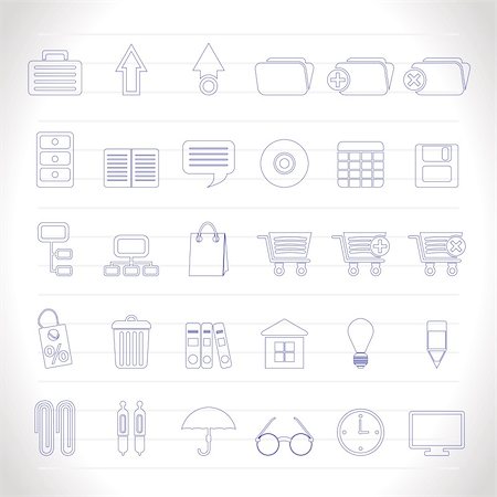 recycle bins for the home - Business and office icons - vector icon set Stock Photo - Budget Royalty-Free & Subscription, Code: 400-04795346