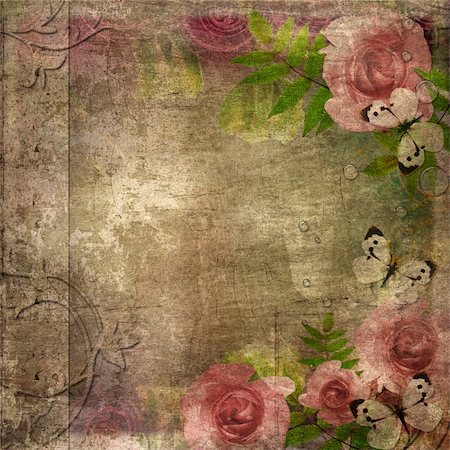 simsearch:400-04848691,k - Vintage pink and green background with  roses ( 1 of set) Stock Photo - Budget Royalty-Free & Subscription, Code: 400-04795348