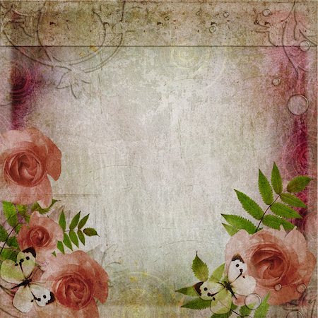 simsearch:400-04848691,k - Vintage pink and green background with roses ( 1 of set) Stock Photo - Budget Royalty-Free & Subscription, Code: 400-04795349