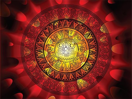 2012 prohecy of the Maya's, showing a Mayan calendar on a hot fiery explosive apocalypse background Stock Photo - Budget Royalty-Free & Subscription, Code: 400-04795430