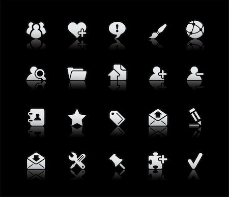 Vector icons reflected in black background.  -eps 8- Stock Photo - Budget Royalty-Free & Subscription, Code: 400-04795476