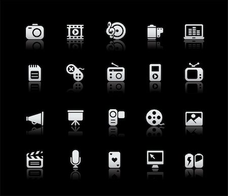 simsearch:400-04121146,k - Vector icons reflected in black background.  -eps 8- Photographie de stock - Aubaine LD & Abonnement, Code: 400-04795482