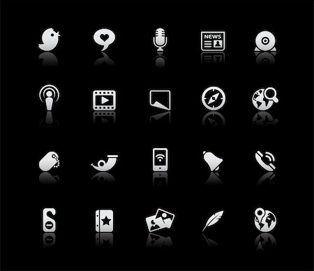 Vector icons reflected in black background.  -eps 8- Stock Photo - Budget Royalty-Free & Subscription, Code: 400-04795490