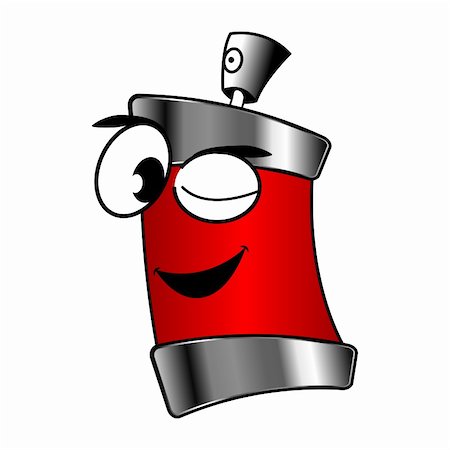Red spray can cartoon isolated over white Stock Photo - Budget Royalty-Free & Subscription, Code: 400-04795540
